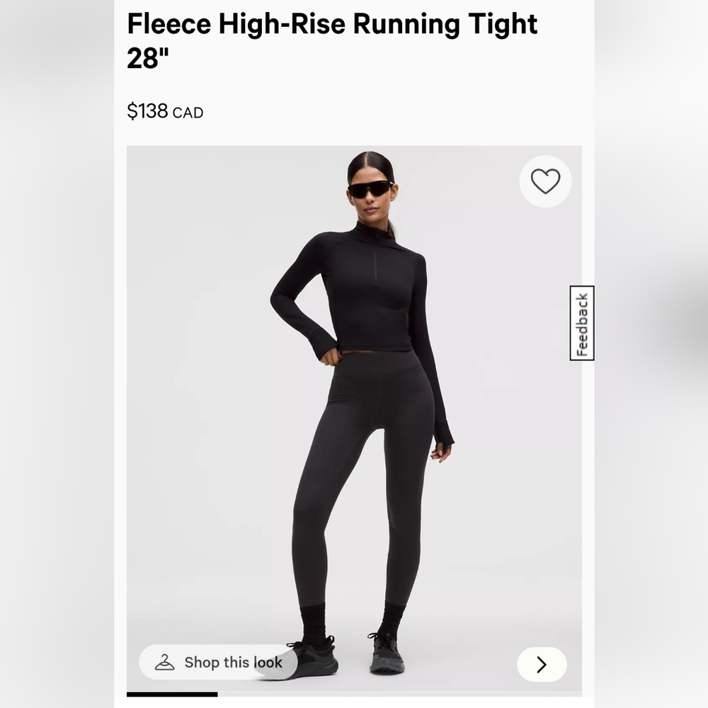 Lululemon fleece high rise running tight 28" in TRUE NAVY SIZE 10